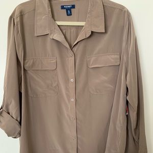 Old Navy Soft Taupe Button Down Shirt XXL NWT